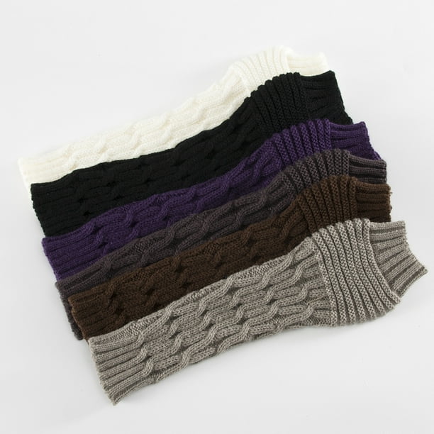 Winter Arm Sleeves Unisex Elastic Cable Knit Thumb Hole Arm
