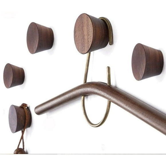 Wooden Coat Hook, Wall Hooks 5pcs Coat Hooks Round Coat Hooks Door Hook
