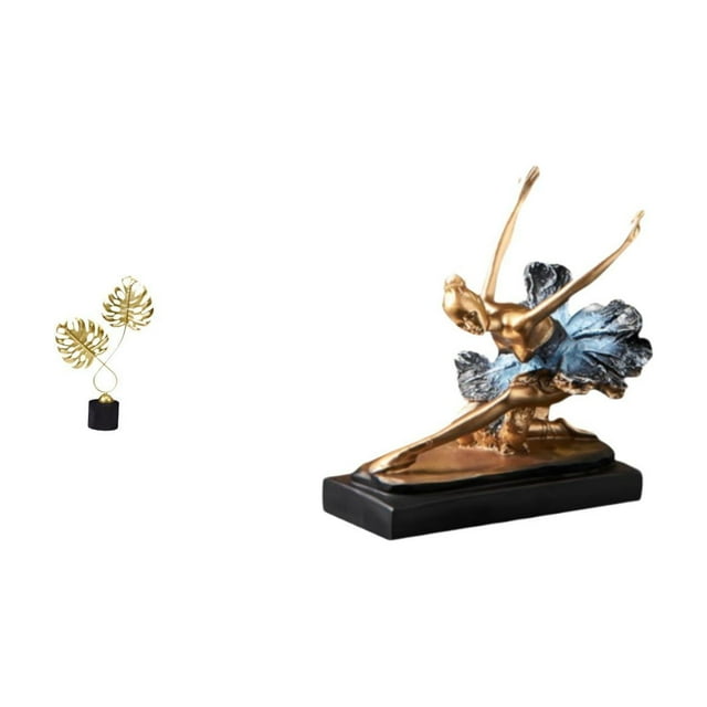 Figura decorativa de bailarina de ballet con hoja de hierro, estatua, obra de arte, escultura coleccionable, adorno para escritorio, armario, decoraci