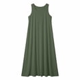 thumbnail image 4 of NTACZA Dresses for Women Trendy Plus Size Maxi Solid Shift Loose Crew Neck Green, 4 of 6