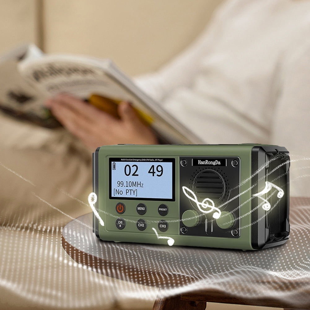 HUISZJ Portable Emergency Radio, 10000mAh Hand Crank Charging Radio with Speaker, Alarm Headphone Jack Battery Operated Radio or Outdoor Travel Camping