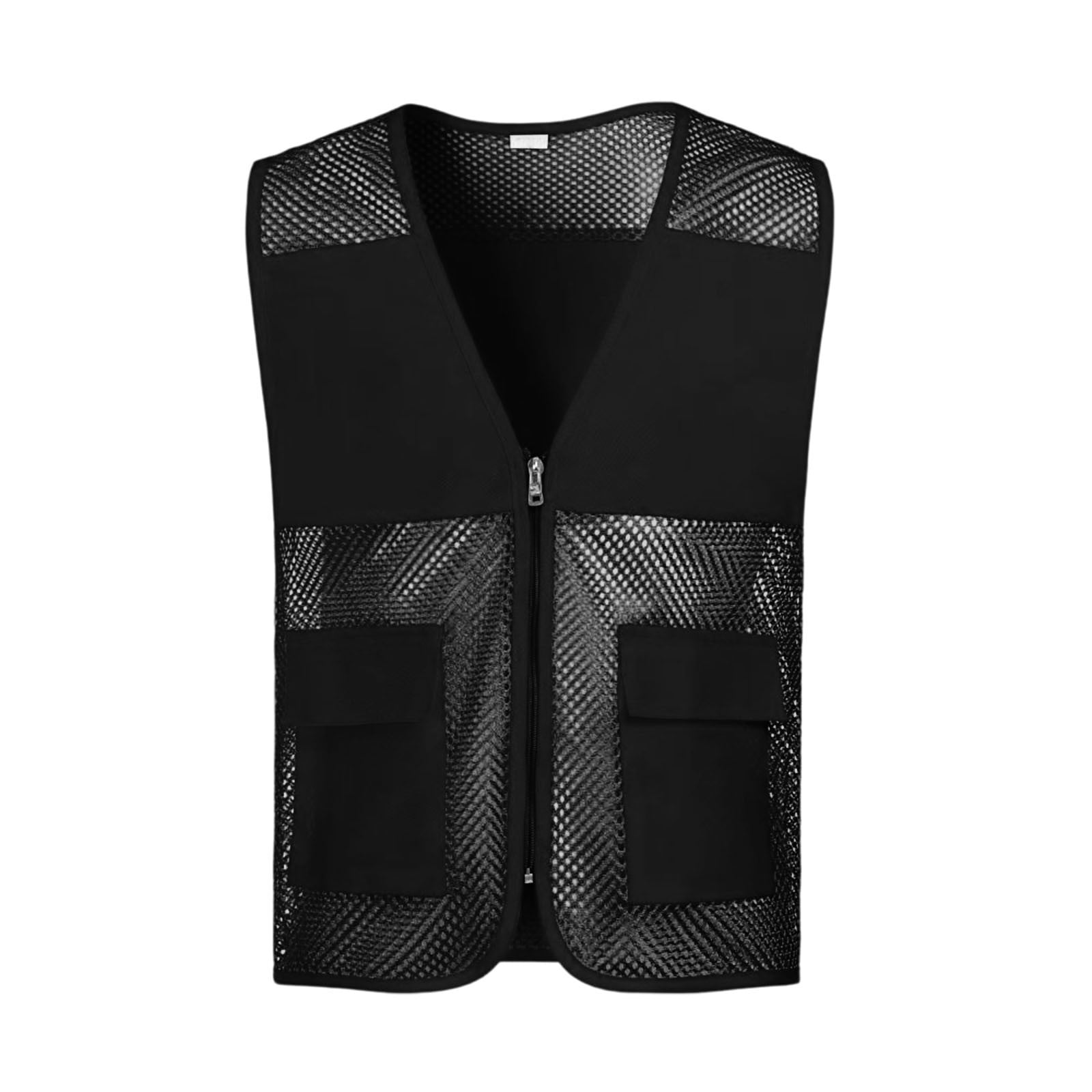 Snorda Black Safety Vests for Women High Visibility Reflective Zip-Up Turn-Down Collar Vests for Work Cycling Running Surveying and Volunteer Activities