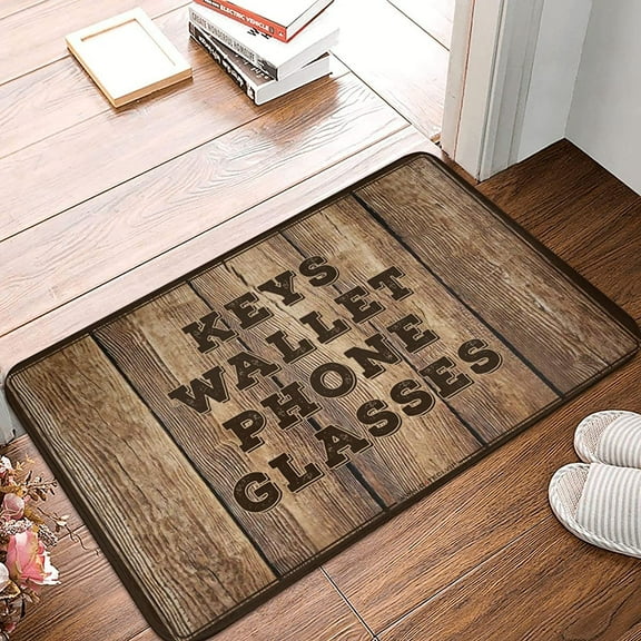 Keys Wallet Phone Glasses Funny Doormats,Funny Doormat, Welcome Doormat,Home Decor Area Rugs Coral Velvet Rug 16”x24”