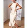 thumbnail image 7 of Apricot Sleeveless High Neck Maxi Dress With Fishtail Hem And Side Slit, 7 of 7