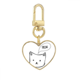thumbnail image 1 of Gato blanco cabeza Miau animal Llavero de metal en forma de corazón dorado, 1 of 3