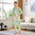 thumbnail image 6 of FORMRS Onesies Pajama for Adults Unisex Hoodie Winter Jumpsuit One Piece Sleepwear, Sizes S-2XL, Retro Blue Floral, 6 of 7
