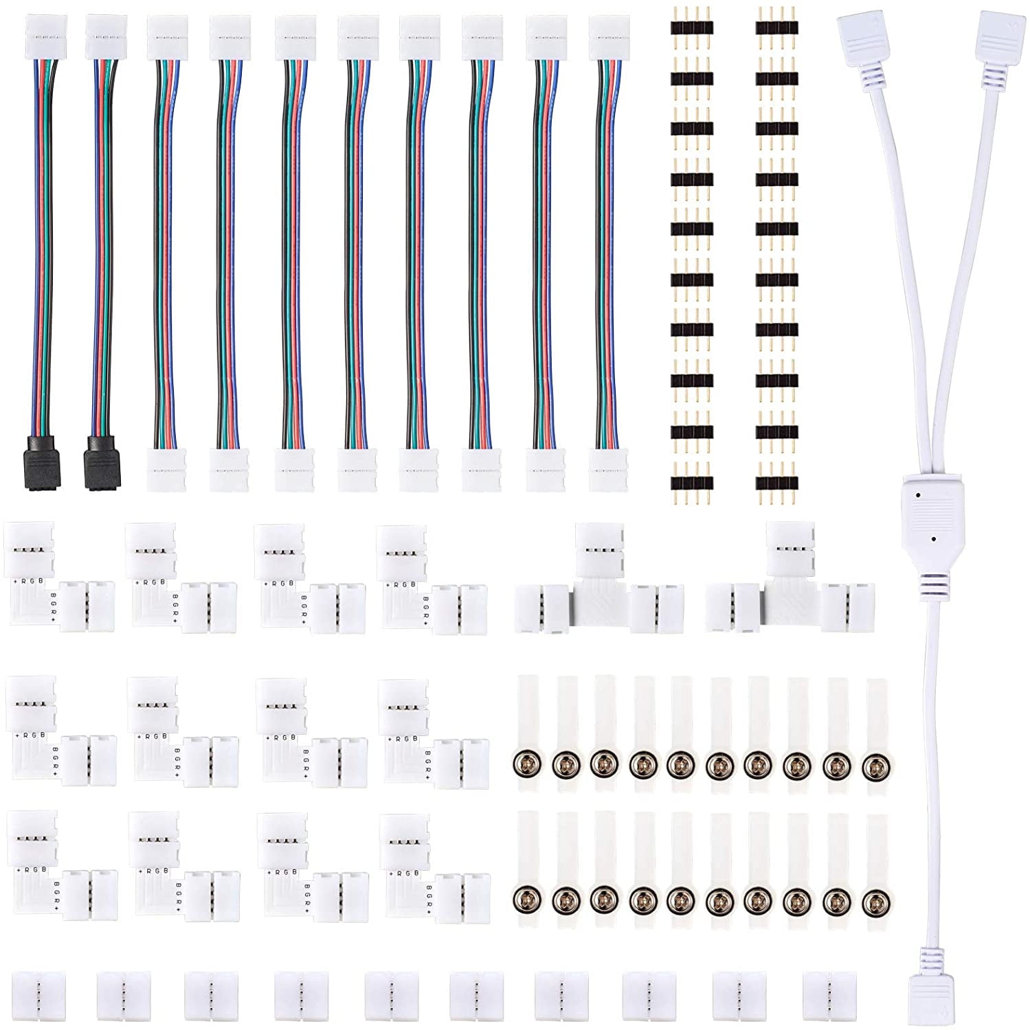 Led strip connector accessory set for 10mm 4pin RGB 5050 LED strips