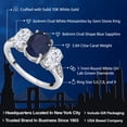 thumbnail image 2 of Gem Stone King 2.84 Cttw 10K White Gold Blue Sapphire White Moissanite and White Lab Grown Diamond 3 Stone Engagement Ring | Three Stone Wedding Anniversary Promise Ring for Women, 2 of 6