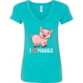 thumbnail image 3 of Inktastic I Love Piggies Cute Pig Women's V-Neck T-Shirt, 3 of 5