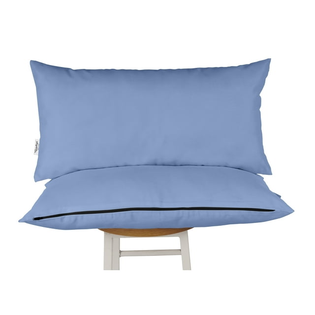 Vargottam Indoor/Outdoor Polyester Fabric Lumbar Pillow With Insert, All-Weather Waterproof Decorative Throw Pillow for Patio Furniture-Set of 2 - Purple