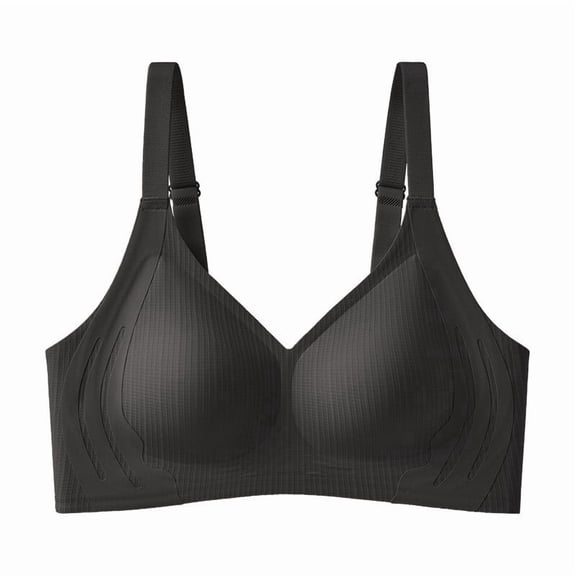 Zpanxa Women's Bras with Wide Straps Support, Wireless Side Seam Design for Everyday Comfort Black 44D
