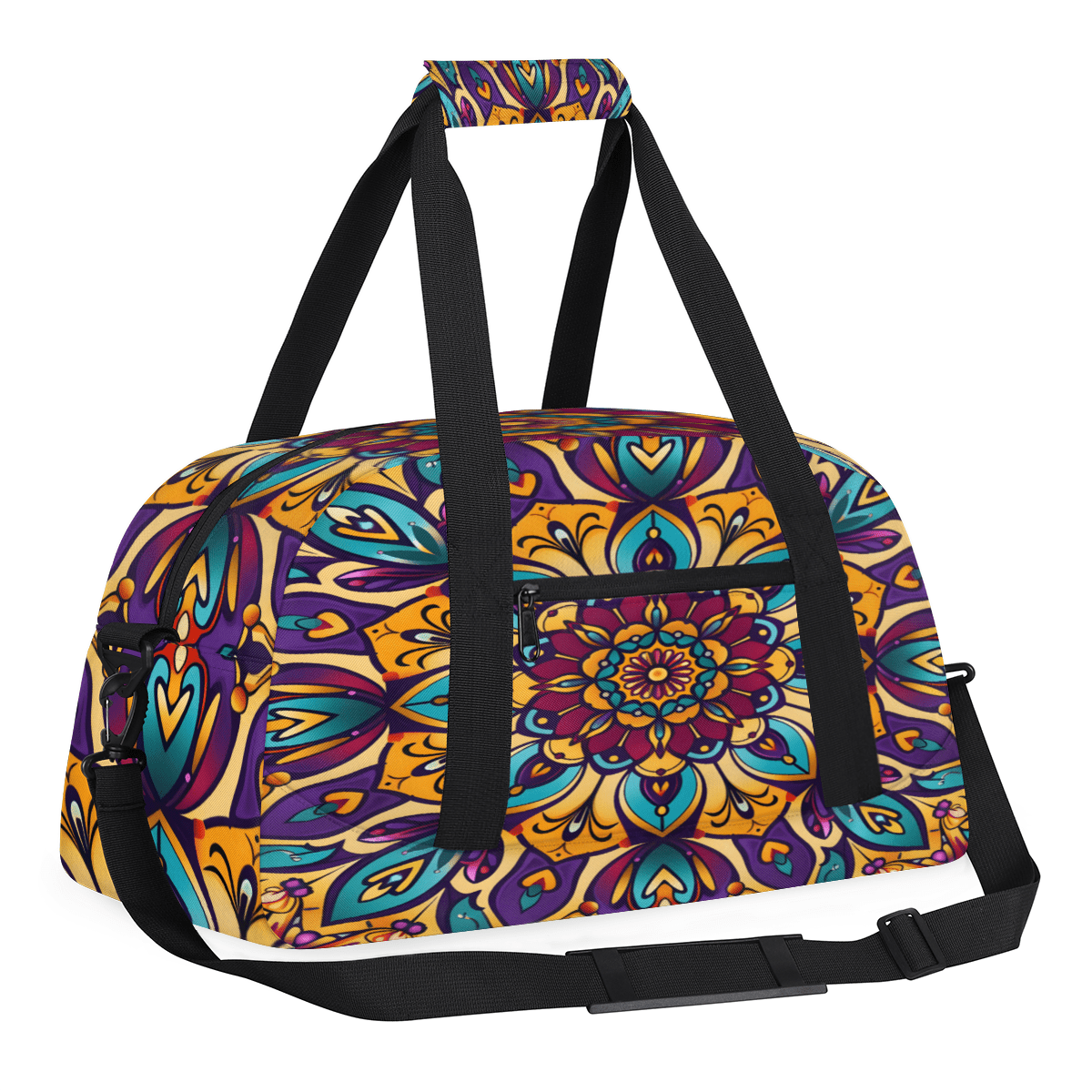 Herdesigns Sports Duffle Bags Travel Duffle Bag Gym Bag Floral Mandala Weekender Travel Bag Waterproof Overnight Bag Carry On Travel Tote Bag Dance Bags