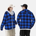 thumbnail image 4 of Balery Buffalo Plaid Blue Black Sudadera ligera de manga larga con capucha y protección solar UPF 50+ para hombre y mujer, ideal para pesca y running-Small, 4 of 7