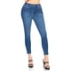 thumbnail image 1 of Jeans básico para mujer de mezclilla stretch Push UP con bolsas traseras azul 9, 1 of 6