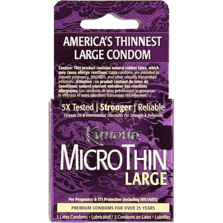 Mayer Laboratories Kimono Condom Microthin Large Condoms, 3 Count , 2 Pack