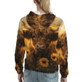 thumbnail image 7 of Picia Cute Cow Sunflower Field Pattern Casual Women's Hoodie, Hooded Sweatshirt with Kangaroo Pocket, Comfortable Pullover with Eye-catching Drawstrings-Medium, 7 of 7