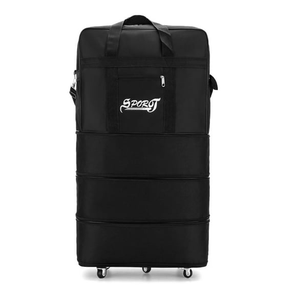 Expandable Waterproof Foldable Suitcase,Collapsible Travel Luggage Bag with Wheels,Black,35.4 * 19.7 * 11.8in