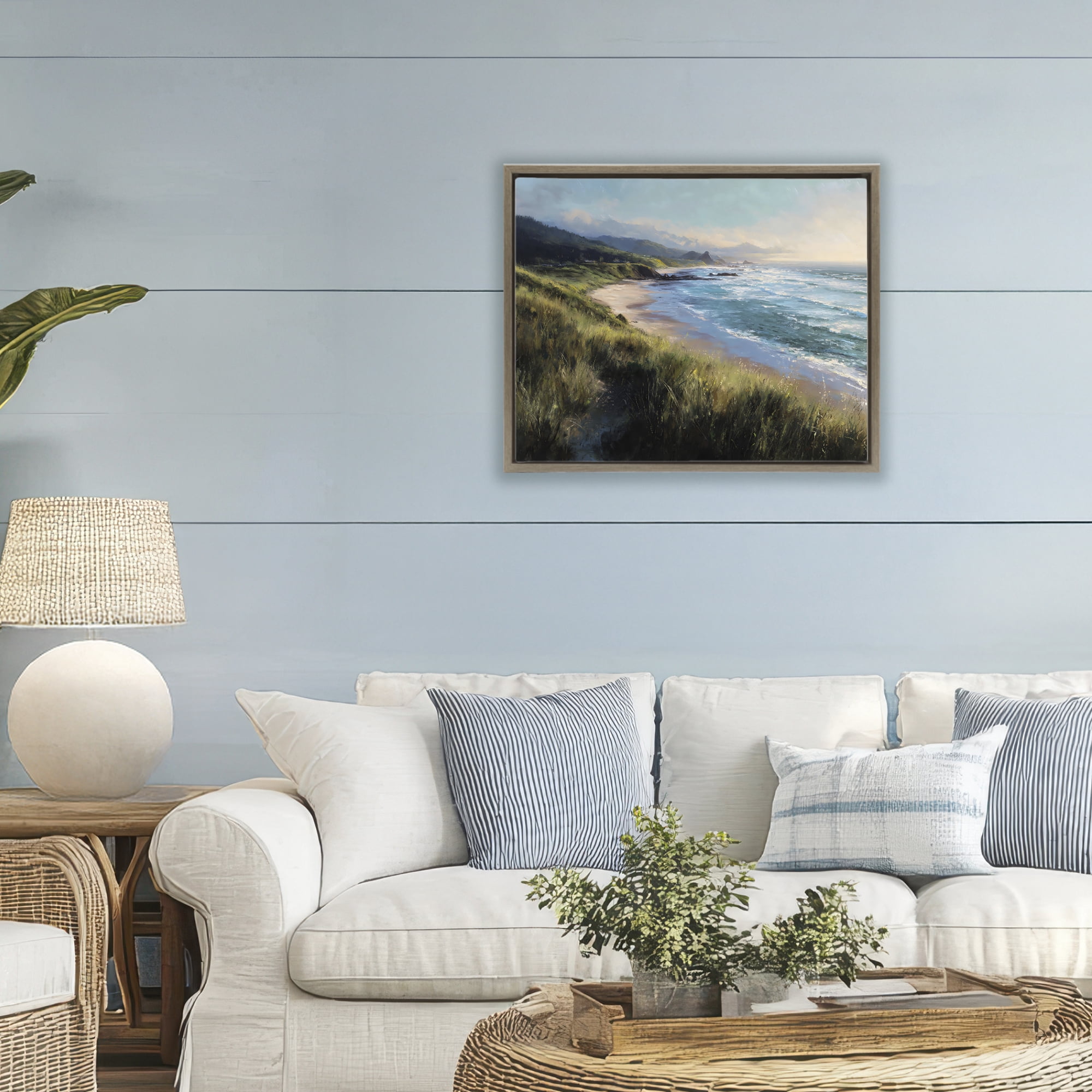 Stupell Industries Nature's Coast in Morning Light Brown Framed Floater Canvas Wall Art, design by Franklyn Gregory