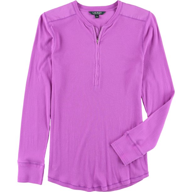Ralph Lauren Camiseta básica con media cremallera para mujer, Púrpura, 2X