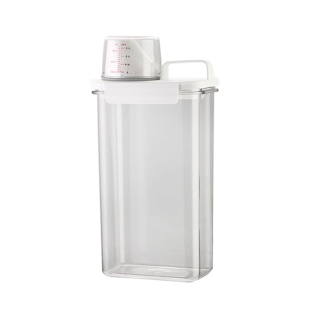 Bewildely Recipiente de polvo de ABS Reemplazo de boca inclinada Estuche de inodoro transparente a prueba de humedad con taza medidora Type9 NO9