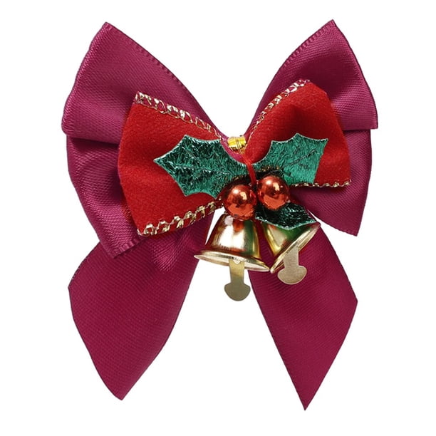 Mini arco de campana colgante de Navidad, decoración de árbol de Navidad artesanal, lazos de campana, fiesta en casa, manualidades de lazo de tela, 4/1 piezas
