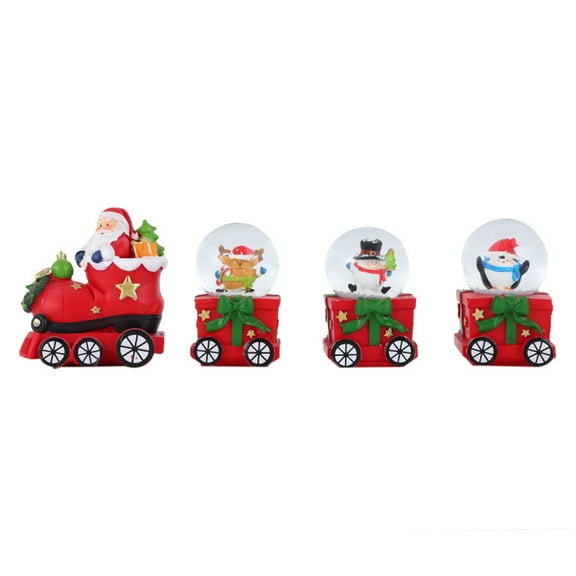 ZPAQI 1 Set Christmas Snow Globe Crystal Train Ornament Santa Claus Snowman Elk Sleigh Car Round Ball Xmas Desktop Decor