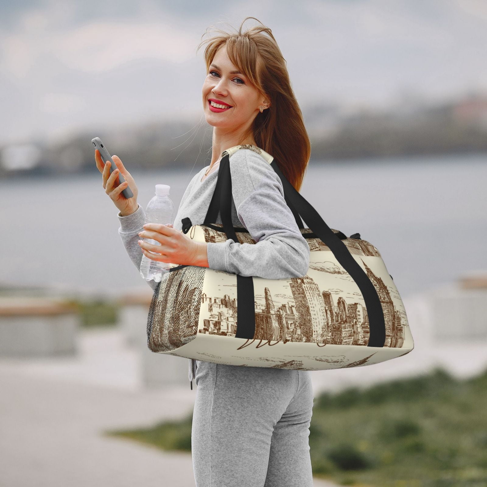 Fuzoiu New York Print Travel Duffle Bag,Carry On Tote Bags,Duffel Bag,Sport Gym Bag, Hospital Bag for Labor and Delivery, Overnight Bag,Luggage Bag