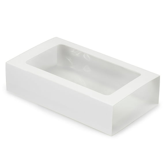 Pack Of 100, Solid 8-1/4X5X2" White Cookie Box Sleeve w/Window Perfect For Cookies, Macarons, Candies & Treats