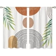 thumbnail image 6 of Boho Mid Century Small Kitchen Curtains Modern Abstract Window Treatment Leaf Rod Pocket Cafe Short Window Curtains for Bathroom Dining Laundry Room Bohemian Tier Treatment Drapes 27.5x39 inch, 6 of 6