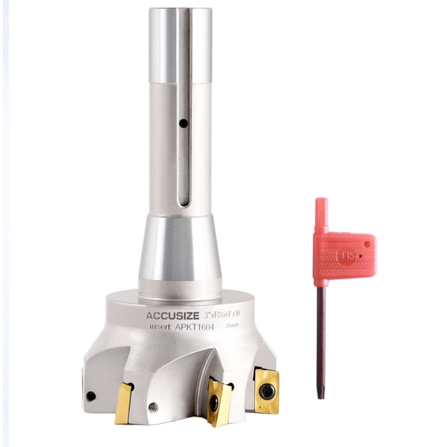 Accusize - Meuleuses d'Extrémité Indexables à Corps R8 à 90 Degrés 3 Pouces x 6-1/4 Pouces avec Insert en Carbure APKT1604, #0028-6908