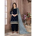 thumbnail image 2 of Pakistani Designer Salwar Kameez Outfits Indian Style Sewn Punjabi Patiyala Suits ( Blue, L - 42 ), 2 of 3
