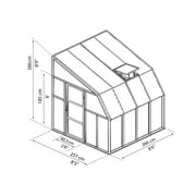 Palram - Canopia Sun Room 8 x 8 Polycarbonate Walk-In Greenhouse - White - with Roof Vent