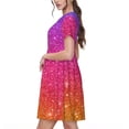 thumbnail image 2 of Haiem Holiday Shiny Pattern Women's Short-Sleeve Scoop Neck Swing Dress, 2 of 6