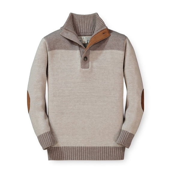 Hope & Henry Boys' Contrast Sweater with Elbow Patches