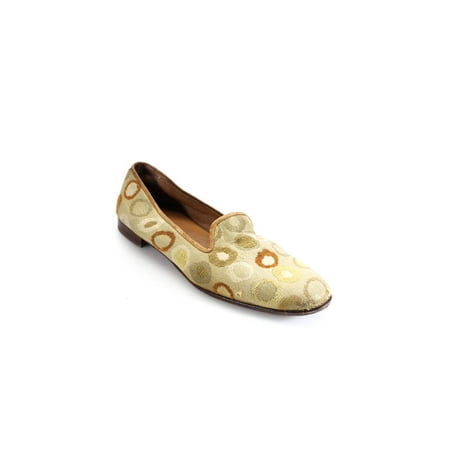 

Pre-owned|Stubbs & Wootton Womens Geometric Print Slide On Loafers Beige Size 9 Narrow