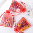thumbnail image 3 of 100pcs Organza Bags, 4 x 4.72 inches Red Christmas Wedding Favors Christmas Gift Drawstring Bags Jewelry Pouches, 3 of 14
