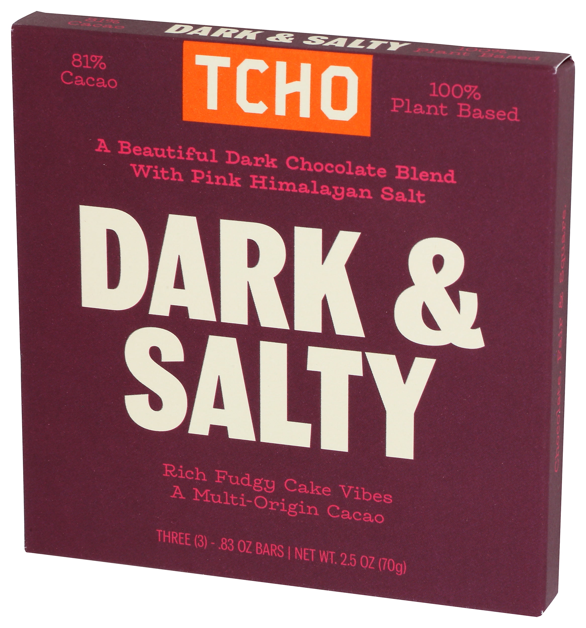 (Pack of 10), Tcho Dark & Salty Dark Chocolate Bars, 2.5 oz