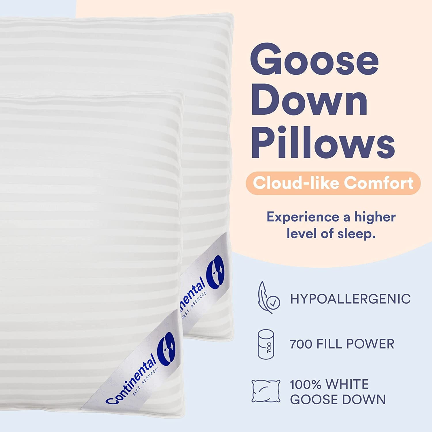 Continental Bedding 700-Soft Pillow, King (Pack of 1), White