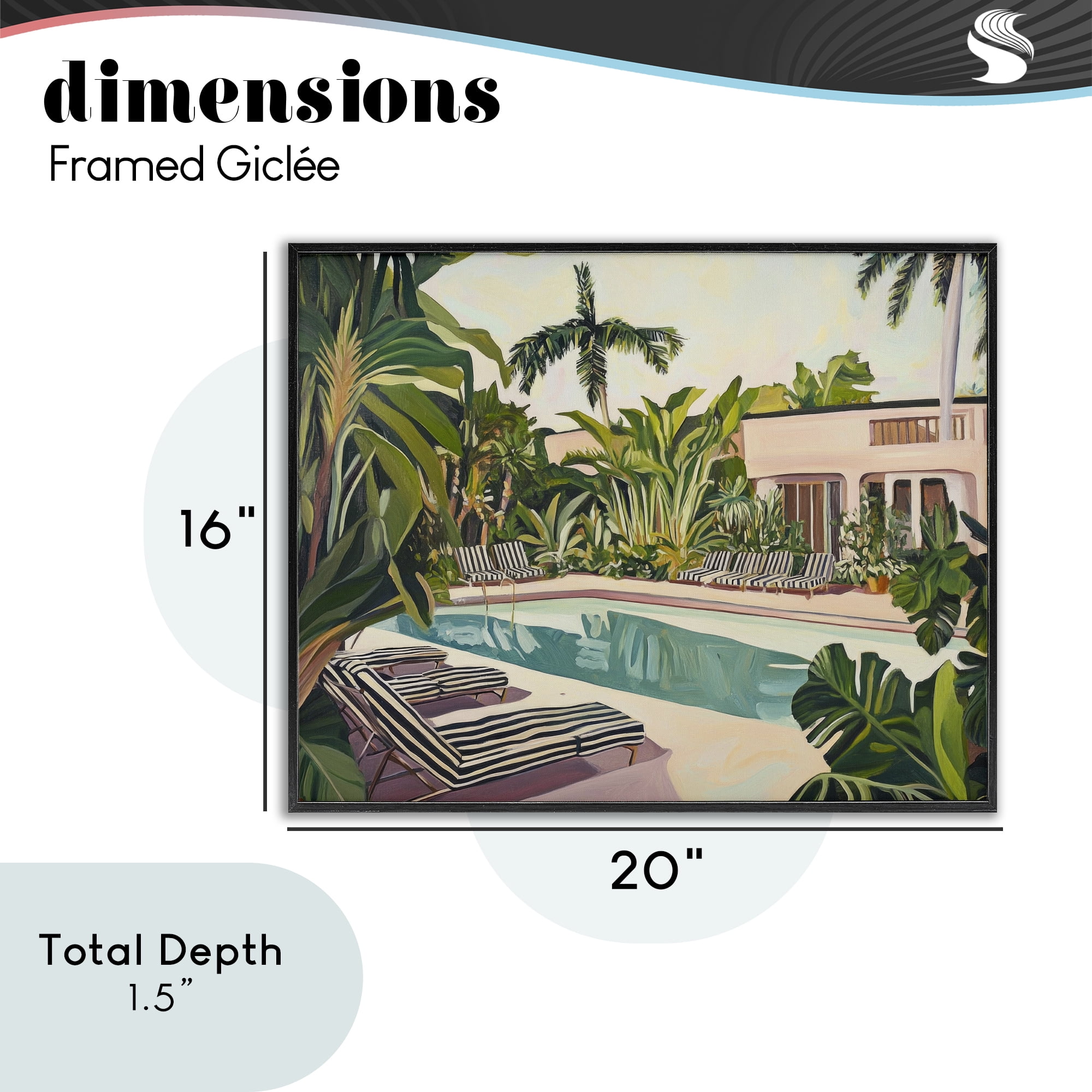 Stupell Industries Poolside Resort Lounge Chairs Black Framed Giclee Art, design by Sisi and Seb