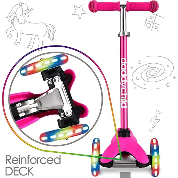 3 Wheel Scooter for Kids, Light Wheels, Easy Brake, Adjustable Handle, Safe for Toddlers 3-8 Years