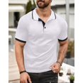 thumbnail image 3 of TRAHOO-Mens Casual Polo Shirts Classic Button Basic Shirt Color Block Cotton Tees Stylish Tops, 3 of 4