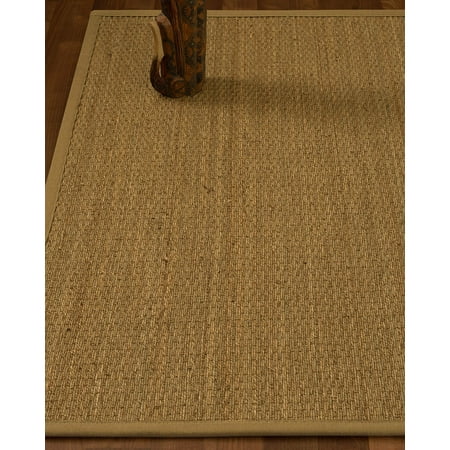 Sea Grass Rug NaturalAreaRugs Half Panama Seagrass Rug - Sage/Khaki, Cotton Border, Eco-Friendly, 8' x 10' + Bonus Rug Pad ()