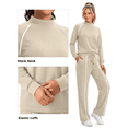 thumbnail image 4 of Rosvigor 2 Piece Sets Women Outfits Sweatsuit Mock Neck Sweatshirts Straight Leg Sweatpants for Travel Workout Lounge, 4 of 8