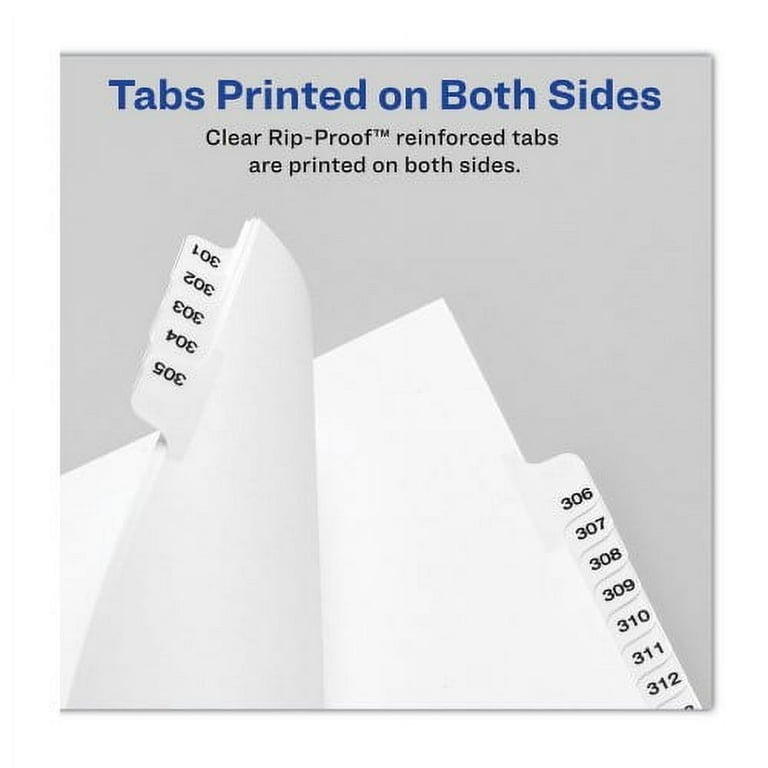 Preprinted Legal Exhibit Side Tab Index Dividers, Avery Style, 10-Tab, 58, 11 x 8.5, White, 25/Pack, (1058)