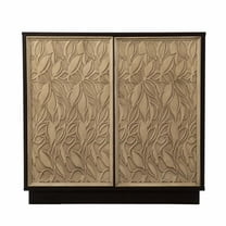 Brown & Cream Sculptural Leaf Accent Storage Cabinet