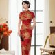 thumbnail image 3 of Vestido cheongsam de primavera y verano, vestido de satén para mujer, moda retro ajustada, disfraces de banquete, 3 of 6