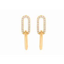 KEEVA JEWELS 14K Yellow Gold 0.16 Carat F-G/VS Round Lab Grown Diamond Paperclip Drop Dangle Earring