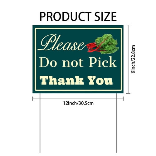ZXCXRQFa Please Do Not Pick Swiss Chard Yard Sign With Stake,Private Property Vegetable Sign Plant Markes for Lawn Yard Farm 9 x 12 Inches Sturdy Rust Free Weatherproof,Easy to Install