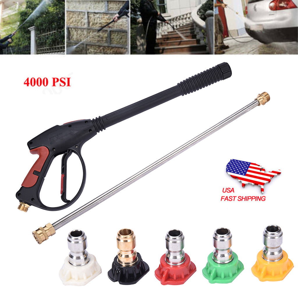 High Pressure 4000PSI Car Power Washer Spray Gun Wand Nozzle Tips Hose Kit