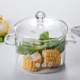 thumbnail image 2 of 1350ml Induction Cooker-Safe High Boron Silicate Glass Cooking Pot with Double Handles - Thickened Transparent Design for Home Use, Ideal for Soups, Noodles & Simmering - 36 Pieces per Carton, 2 of 5